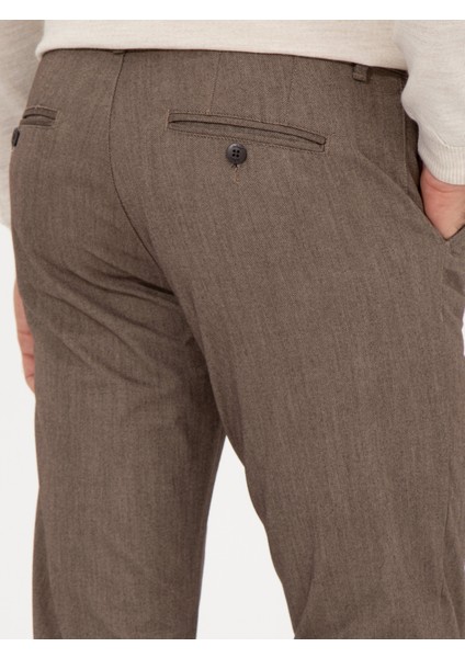 Erkek Kahverengi Slim Fit Kanvas Pantolon 50259435-VR029