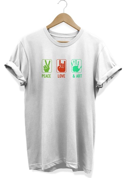 Peace Love Art Baskılı T-Shirt