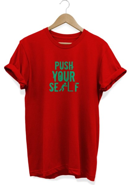 Push Yourself Baskılı T-Shirt