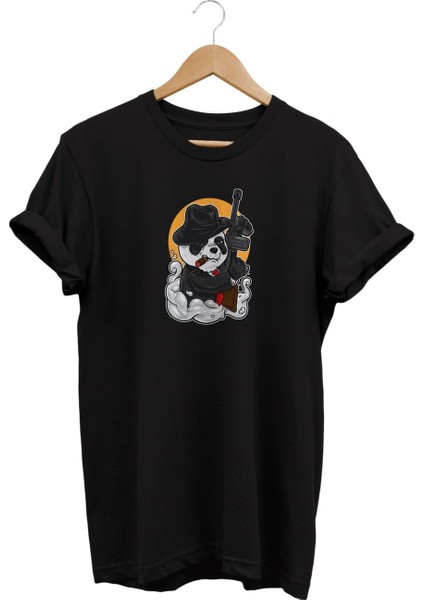 Mafya Panda Baskılı T-Shirt %100 Pamuk Dijital Baskılı Tişört
