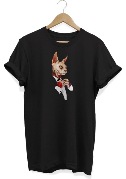Mafya Kedi Baskılı T-Shirt