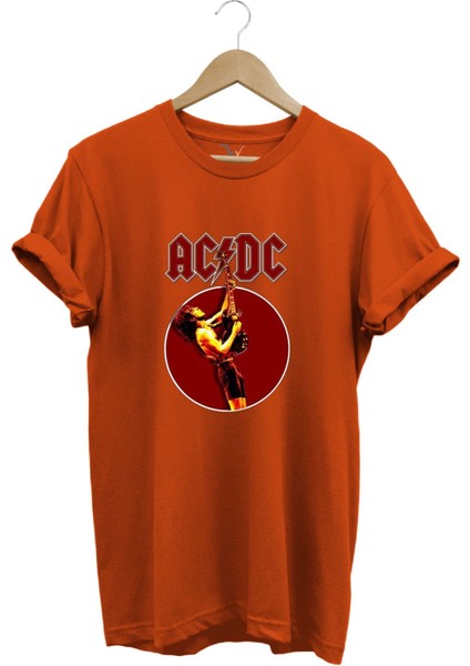 Rock Müzik Grubu Ac Dc Poster Baskılı Regular Fit %100 Pamuk T-Shirt