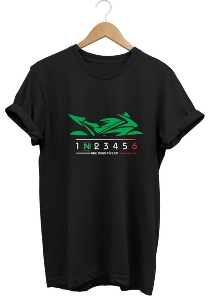 Green Racing Motor - Yeşil Yarış Motorsikleti Baskılı Tshirt