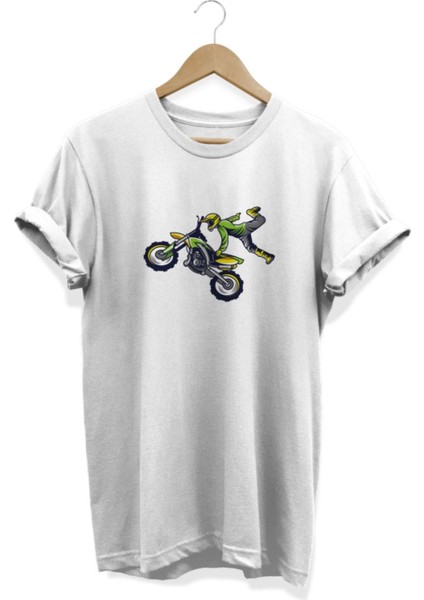 Motorlu Ayıcık Baskılı T-Shirt