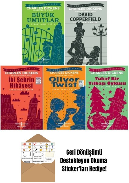 Charles Dickens 5 Kitap Çocuk Klasikleri Seti + Okuma Sticker'ları