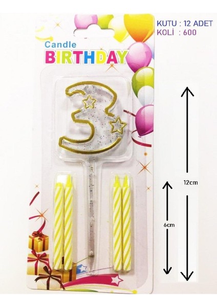 Mika Şeffaf Rakam Mum - Gold Renk, 12 cm Doğum Günü ve Parti Süslemesi
