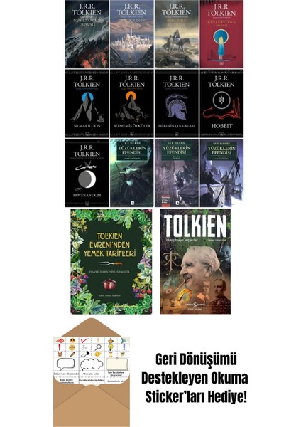 J. R. R. Tolkien Ortadünya Evreni Kitaplığı 14 Kitap Set + Okuma Sticker'ları