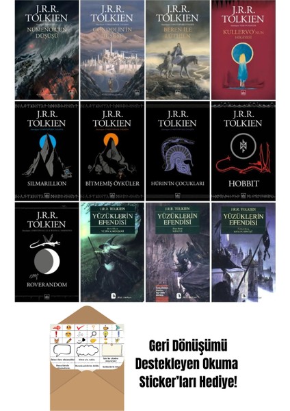 J. R. R. Tolkien 12 Kitap Ortadünya Seti + Okuma Sticker'ları