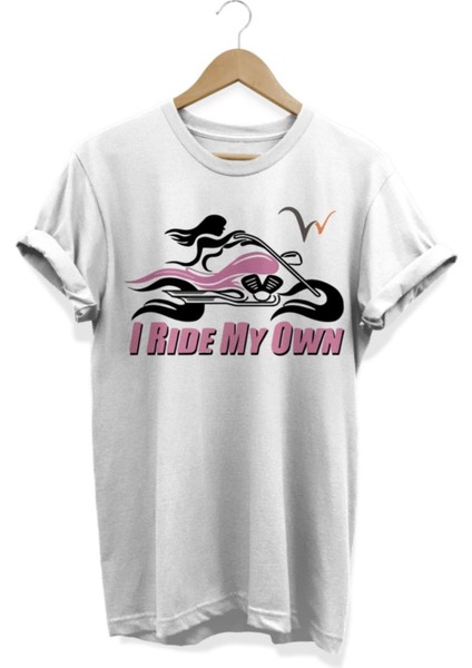 I Ride My Own Beyaz Baskılı T-Shirt