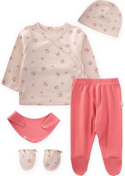 Desenli Hastane Çıkışı Newborn Pudra Pembe