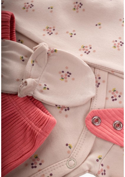 Desenli Hastane Çıkışı Newborn Pudra Pembe