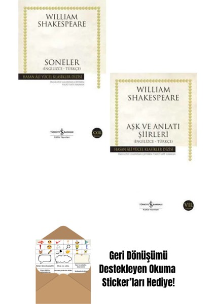 William Shakespeare 2'li Şiir Seti + Okuma Sticker'ları