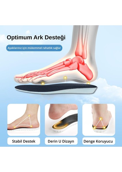 Ultra Anatomik Rahat Ayakkabı Tabanı, Lakost Kumaş Ortopedk Hafif Spor Tabanlık, Siyah, 1 Çift
