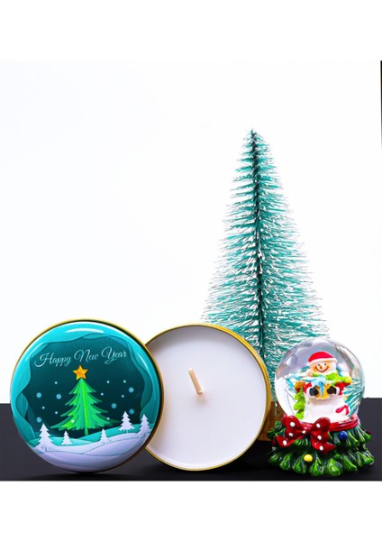 Yılbaşı Temalı Kar Küresi & Yılbaşı Temalı Kutulu Mum & Yılbaşı Ağacı Hediye Seti