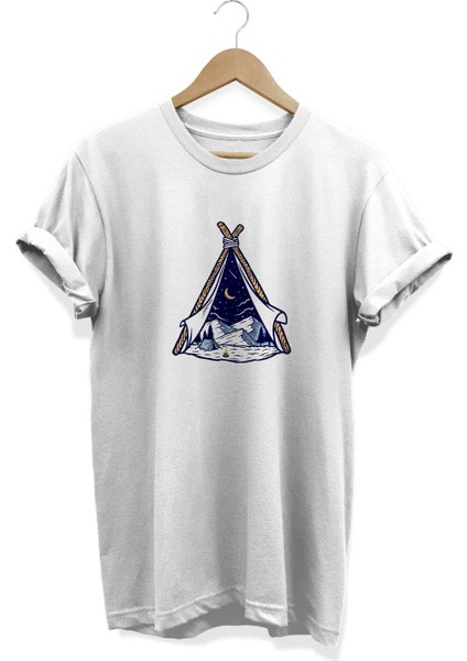 Kamp Çadırı Baskılı T-Shirt