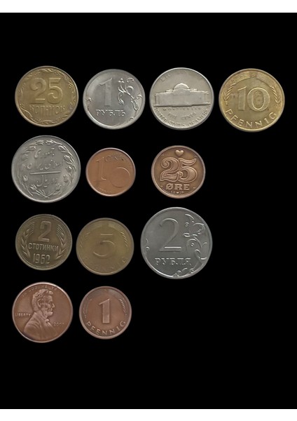 12 Adet Yabancı Madeni Para Koleksiyon Para Eski Para. Gaco63