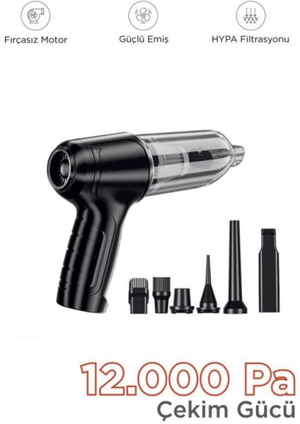 LT-107C Mini Çok Fonksiyonlu Üflemeli Şarjlı Araç Süpürgesi El Süpürgesi