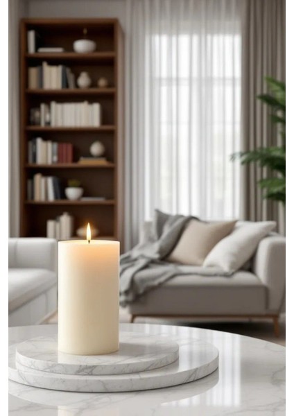 El Işçiliği Blok Kütük Silindir Mum Krem Renk 5 cm x 10 cm Lavanta Kokulu fiyatları