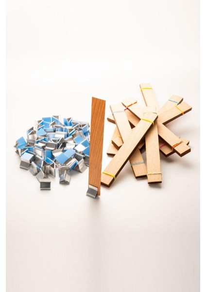 Ahşap Mum Fitili + Yapışkanlı Sehpa - 100 Adet ( 20MM x 150MM x 0,5mm )