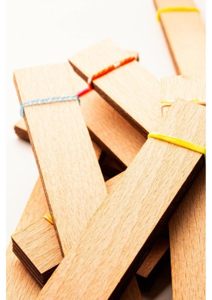 Ahşap Mum Fitili + Yapışkanlı Sehpa - 100 Adet ( 20MM x 150MM x 0,5mm )