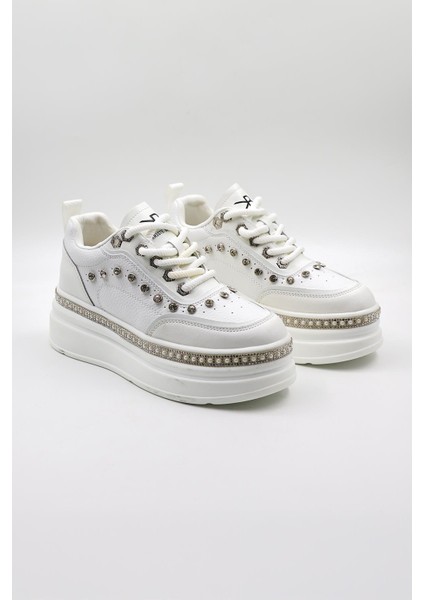 Ithal Single Taşlı Model Kadın Sneakers Spor Ayakkabı KB0051 Beyaz fiyatları