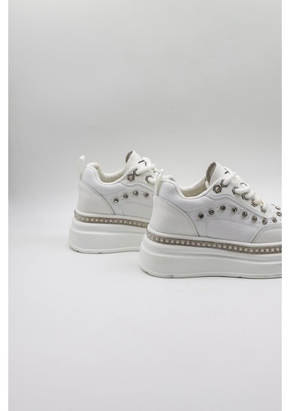 Ithal Single Taşlı Model Kadın Sneakers Spor Ayakkabı KB0051 Beyaz fırsatları