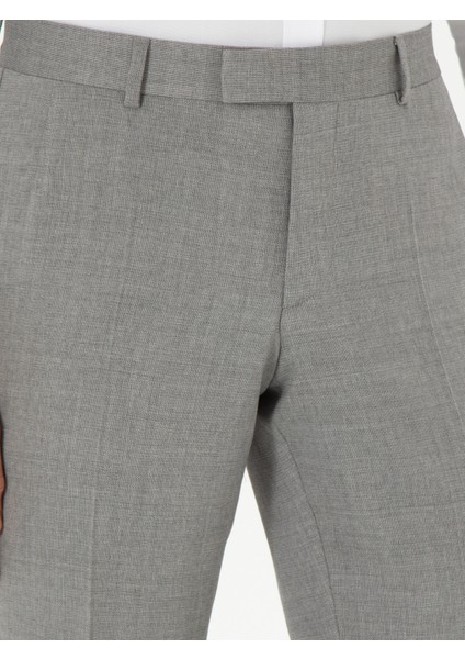 Erkek Gri Slim Fit Yün Klasik Pantolon 50305818-VR024