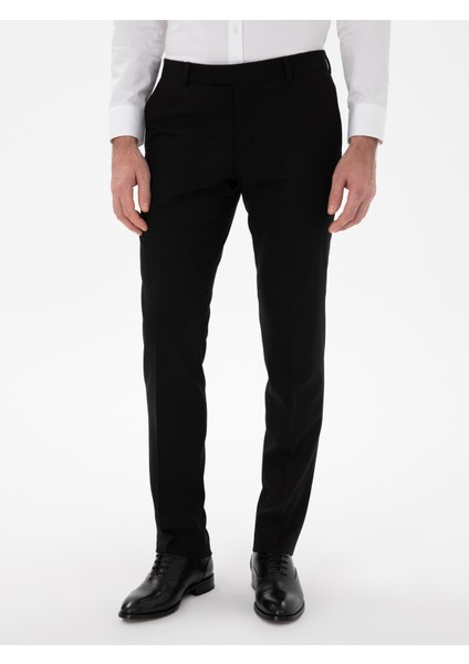 Erkek Siyah Slim Fit Yün Karışımlı Klasik Pantolon 50306053-VR046 fiyatları