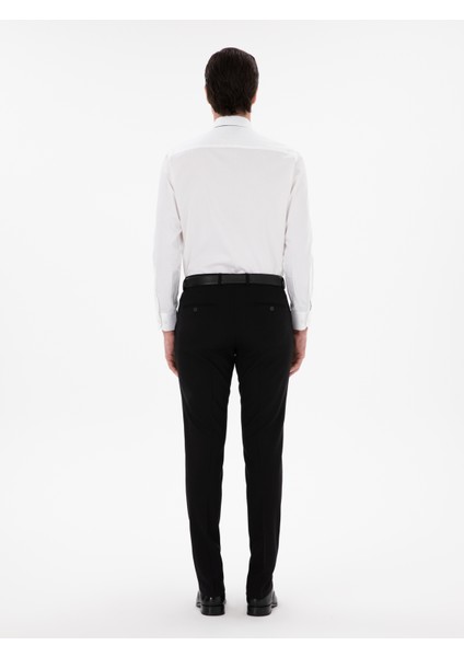 Erkek Siyah Slim Fit Yün Karışımlı Klasik Pantolon 50306053-VR046