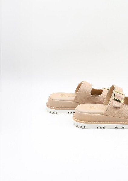 Kadın Yazlık Kemer Detaylı Deri Terlik VN470009Y Bej fiyatları