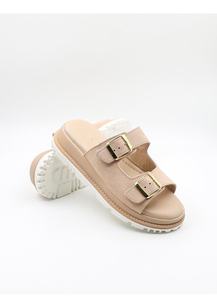 Kadın Yazlık Kemer Detaylı Deri Terlik VN470009Y Bej fırsatları
