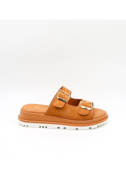 Kadın Yazlık Kemer Detaylı Deri Terlik VN470009Y Taba