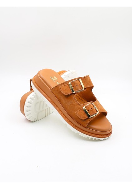 Kadın Yazlık Kemer Detaylı Deri Terlik VN470009Y Taba fırsatları