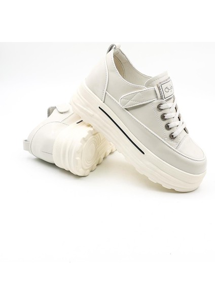 Ithal Dolgu Taban Sneakers Kadın Spor Ayakkabı GJ363 Bej modelleri