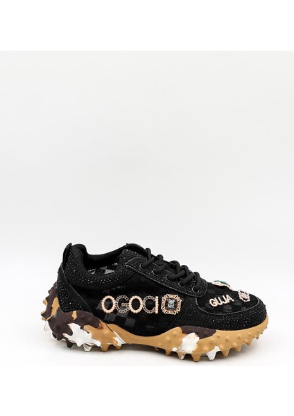 Ithal Taşlı Işlemeli Kadın Spor Ayakkabı GJ338 Siyah