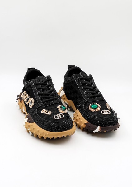 Ithal Taşlı Işlemeli Kadın Spor Ayakkabı GJ338 Siyah fiyatları