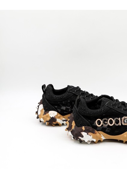 Ithal Taşlı Işlemeli Kadın Spor Ayakkabı GJ338 Siyah fırsatları