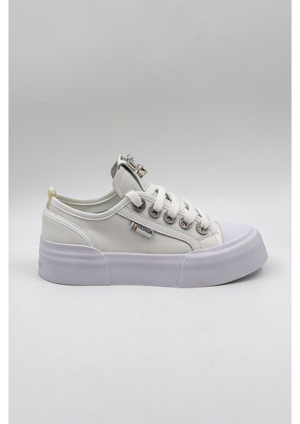 Kadın Taşlı Sneakers KB0014 Beyaz