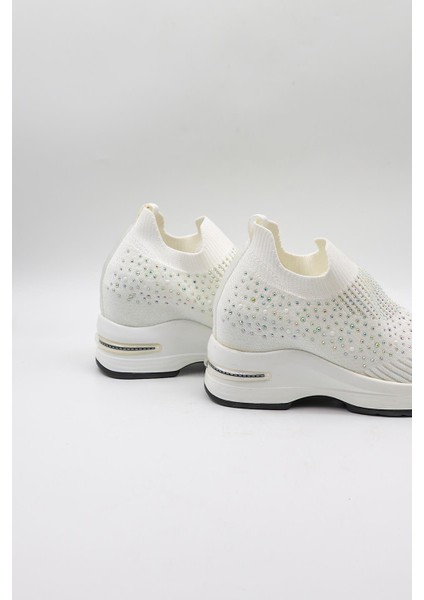 Taş Detaylı Sneaker Kadın Spor Ayakkabı KB008 Beyaz fırsatları