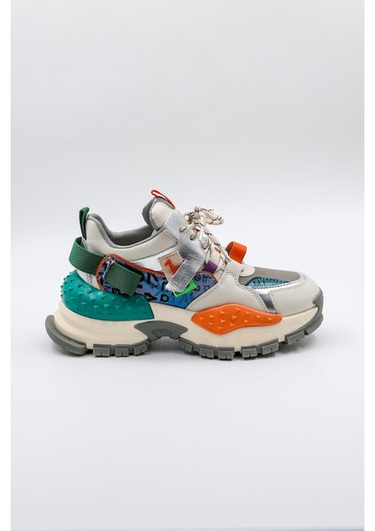 Ithal Renkli Model Kadın Sneakers Spor Ayakkabı KB0016 Bej