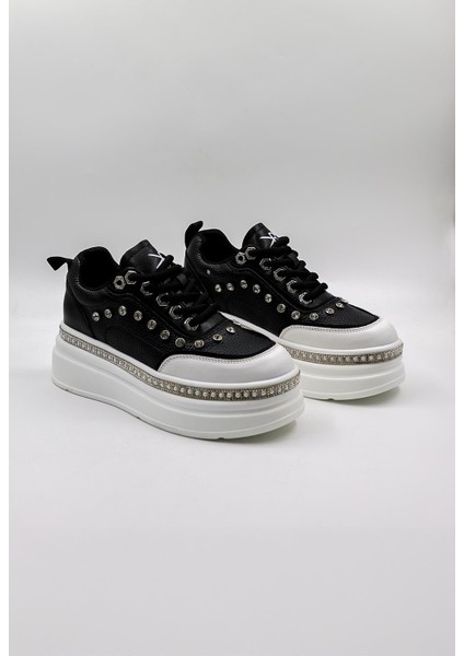 Ithal Single Taşlı Model Kadın Sneakers Spor Ayakkabı KB0051 Siyah fiyatları