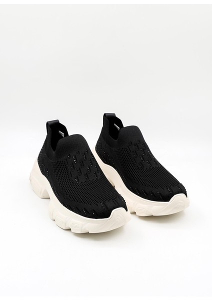 Ithal Dolgu Tabanlı Triko Sneakers Kadın Spor Ayakkabı GJ497 Siyah fiyatları