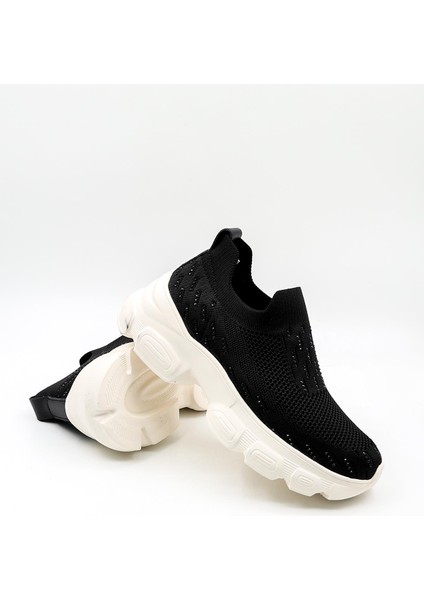 Ithal Dolgu Tabanlı Triko Sneakers Kadın Spor Ayakkabı GJ497 Siyah modelleri