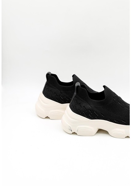 Ithal Dolgu Tabanlı Triko Sneakers Kadın Spor Ayakkabı GJ497 Siyah fırsatları