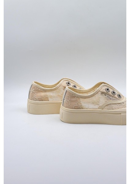 Dantel Detaylı Ithal Kadın Sneakers Spor Ayakkabı KB0523 Beyaz modelleri