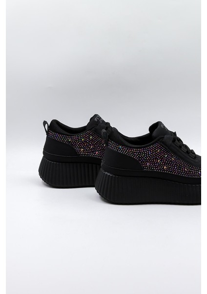 Dolgu Topuk Taşlı Kadın Spor Ayakkabı KB0005 Siyah fırsatları