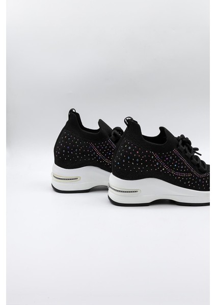 Taş Detaylı Triko Ithal Kadın Sneakers Spor Ayakkabı KB0009 Siyah fırsatları