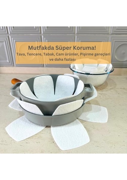 12'li Set Tava Tencere Koruyucu ve Düzenleyici Keçesi Beyaz fiyatları