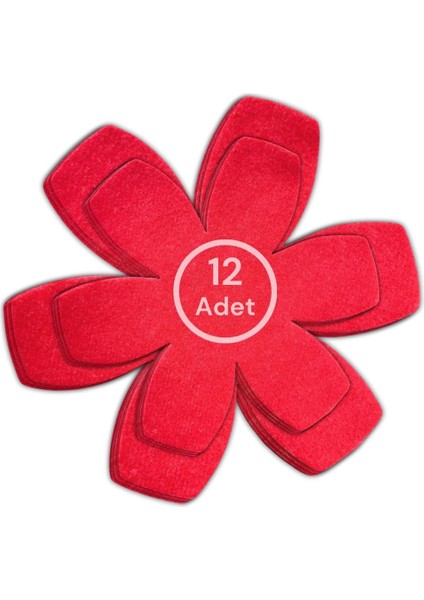 12'li Set Tava Tencere Koruyucu ve Düzenleyici Keçesi Kırmızı