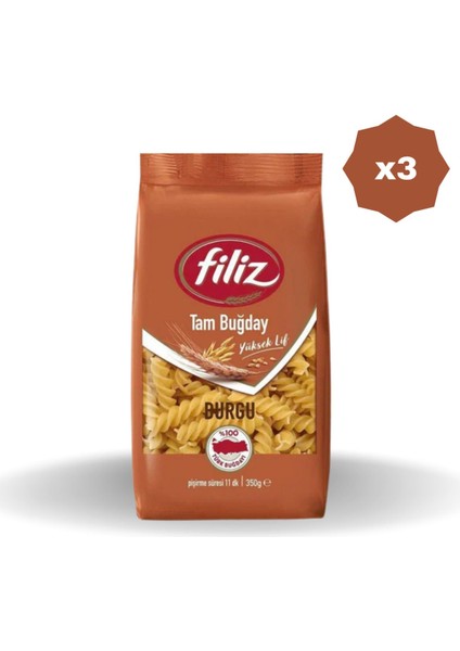 Tam Buğday Burgu Makarna 500 gr - (3 Adet)